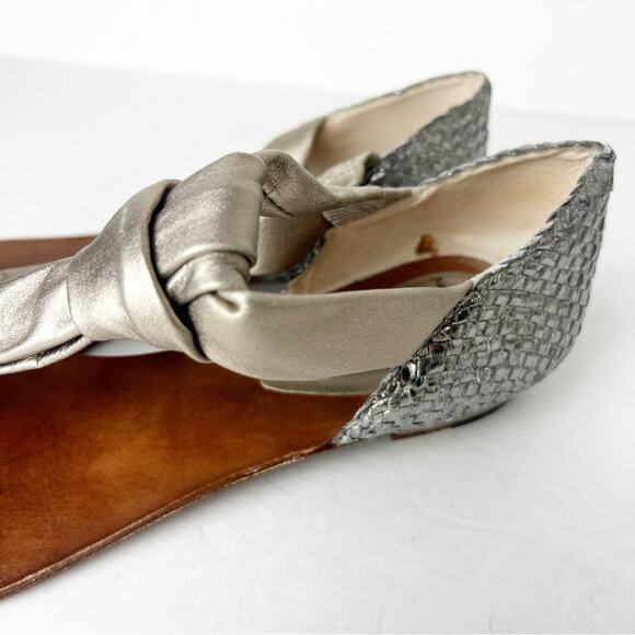 SZ 9.5 Alexandre Birman x Saks Fifth Avenue thing T Strap Silver Pewter Sandals - Picture 4 of 8